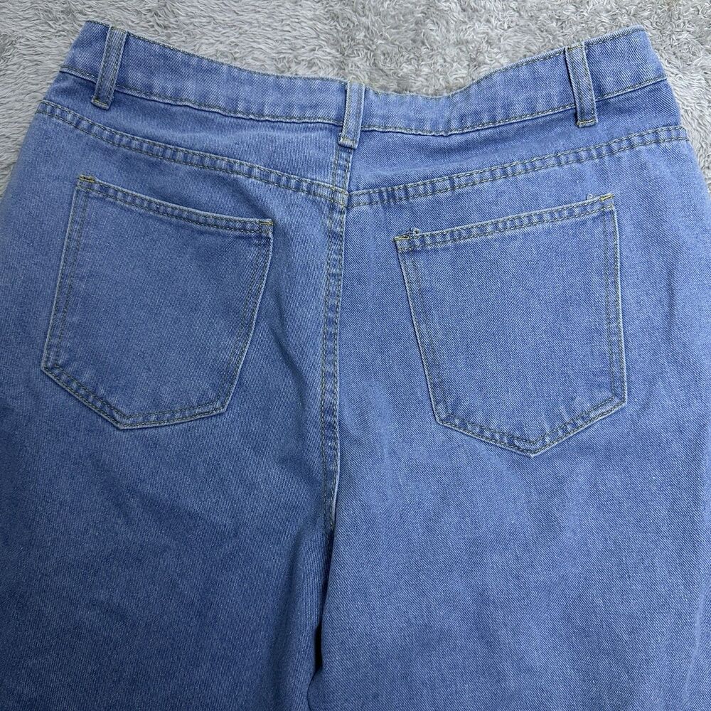 SHEIN 0XL Distressed Patch Jeans Sun Flower Graphic Denim Pants Boho Y2K Style - Picture 10 of 11